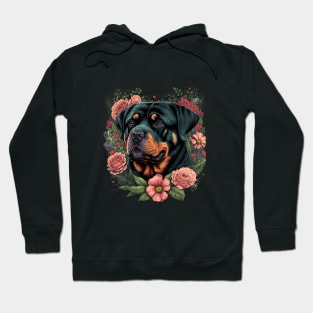 Rottweiler Dog and Flowers Hoodie